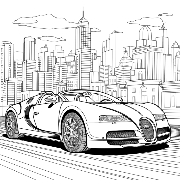 Coloring picture sleek Bugatti