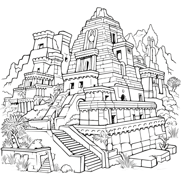 Dibujo para colorear estructura pesada antigua