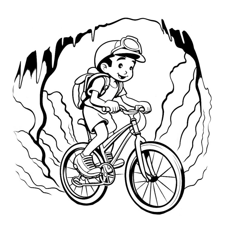 Ausmalbild Abenteuerfahrrad