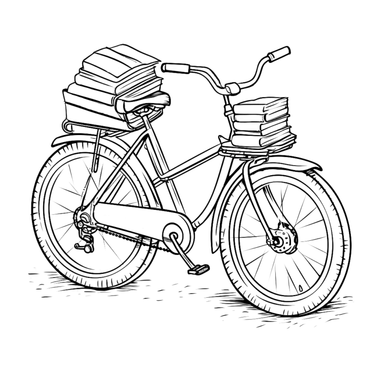 Libros ilustrados para colorear y bicicleta