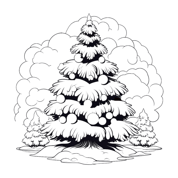 Charming Christmas tree coloring page