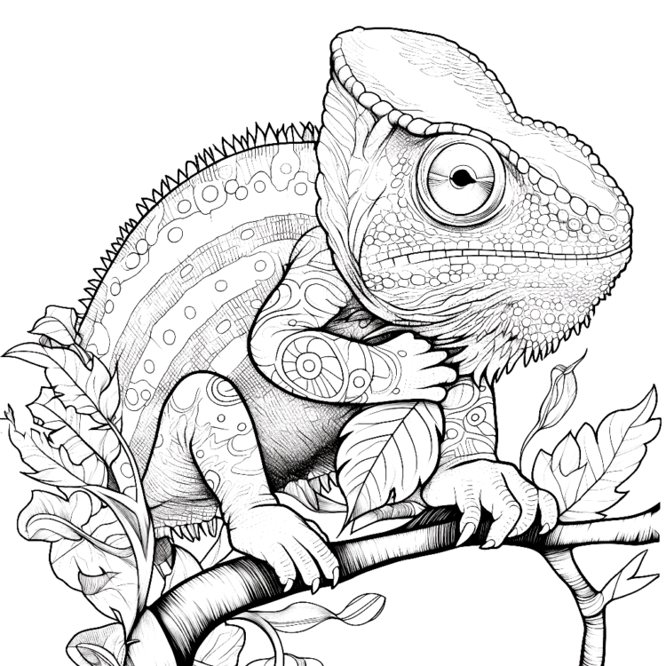 Dibujo para colorear camaleón de la selva