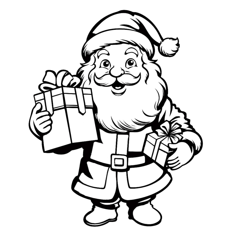 Ausmalbild Ein glücklicher Weihnachtsmann