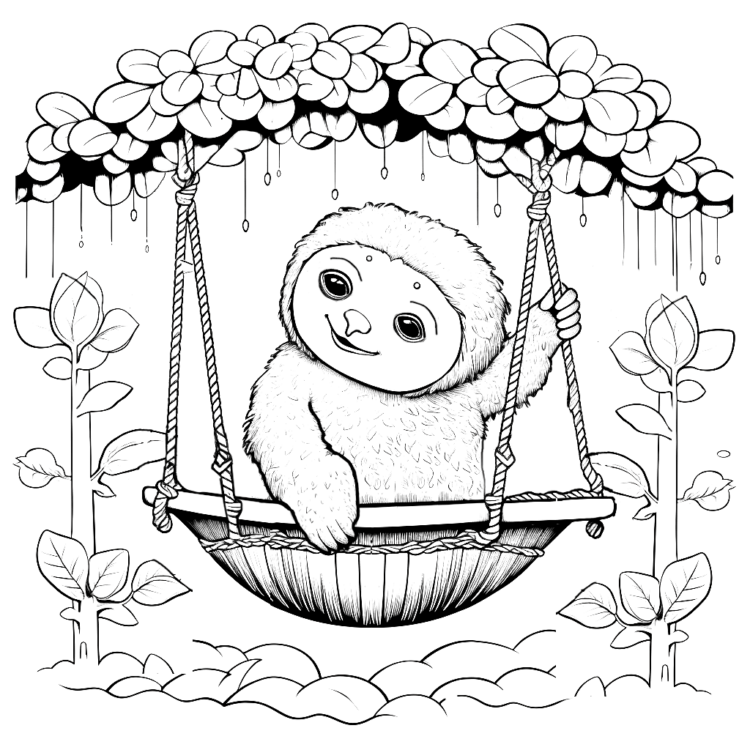 Coloring picture Relaxed sloth