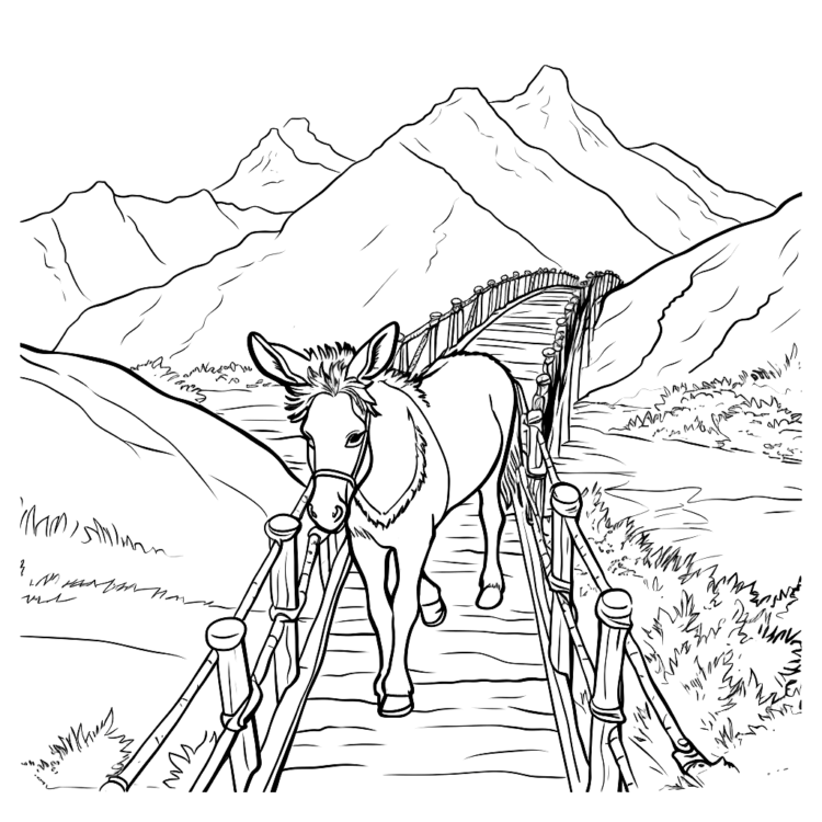Coloring picture donkey mandala
