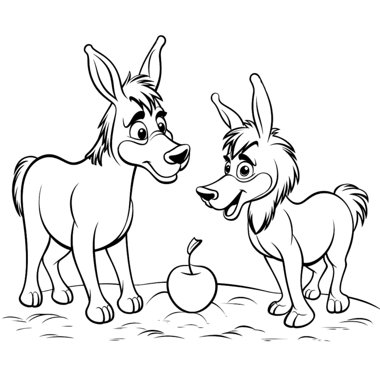 Dibujo para colorear burro y amigo
