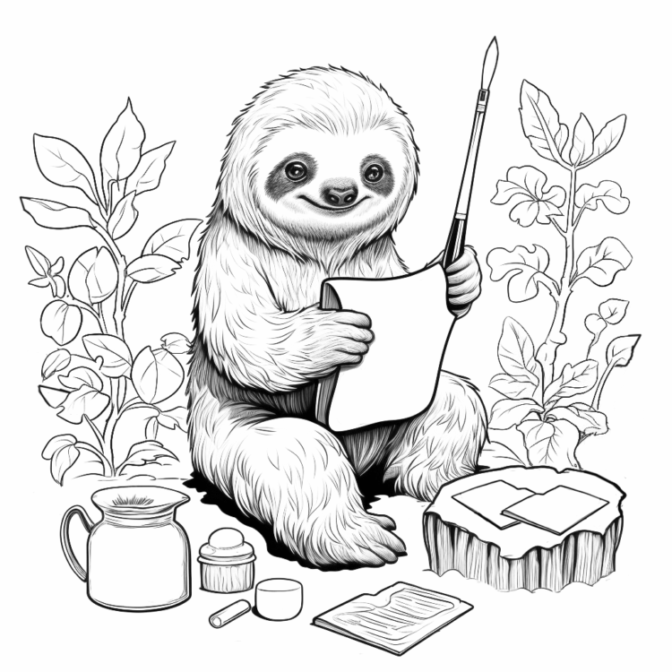 Coloring picture sloth smile