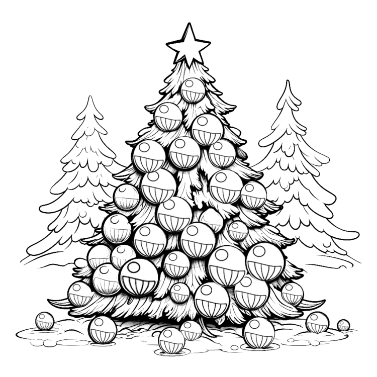 Festive Christmas tree coloring page