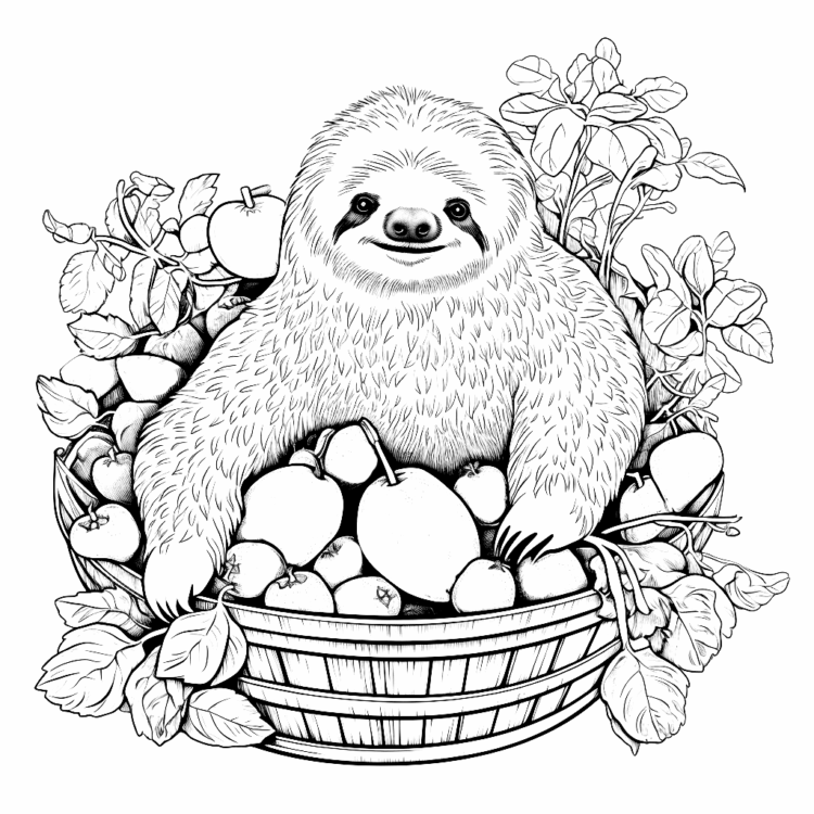 Coloring picture Fluffy sloth