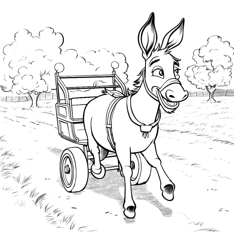 Coloring picture joyful donkey
