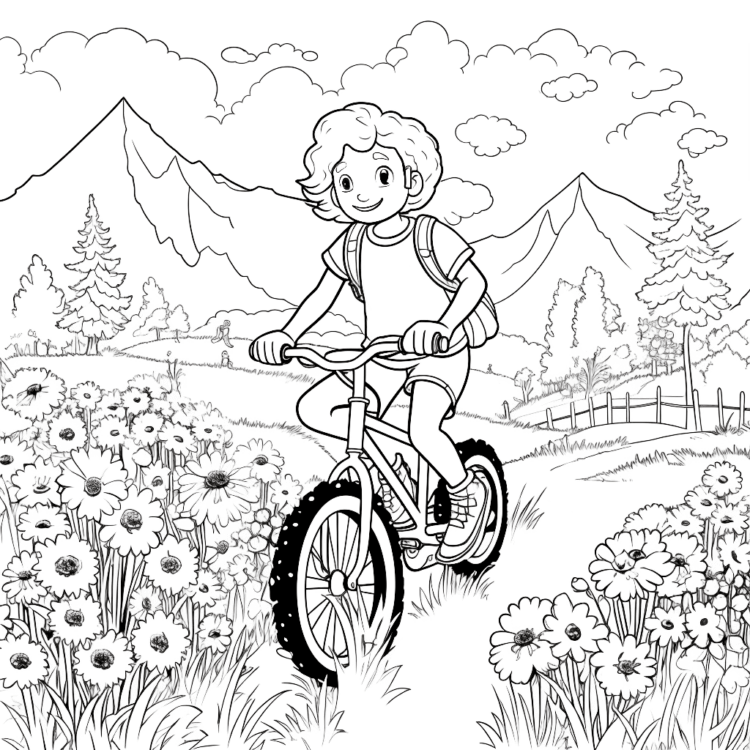 Dibujo para colorear bicicleta de jardín