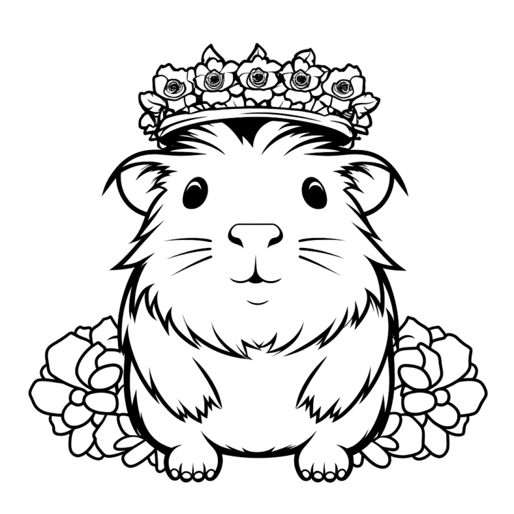 Dibujo para colorear cobaya coronada