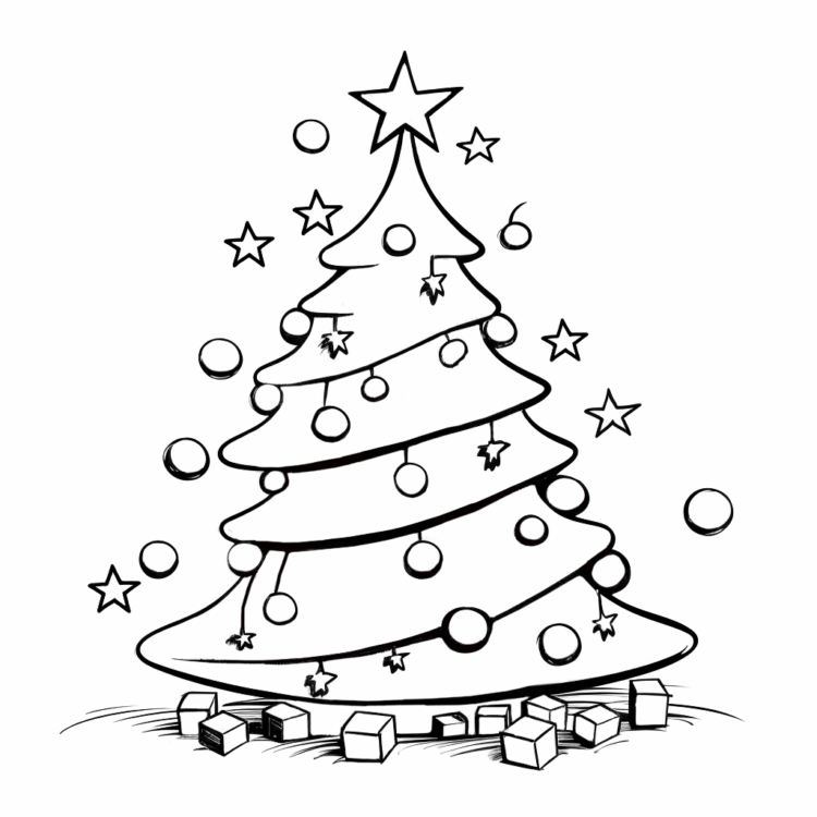 Ausmalbild Glitzernder Tannenbaum