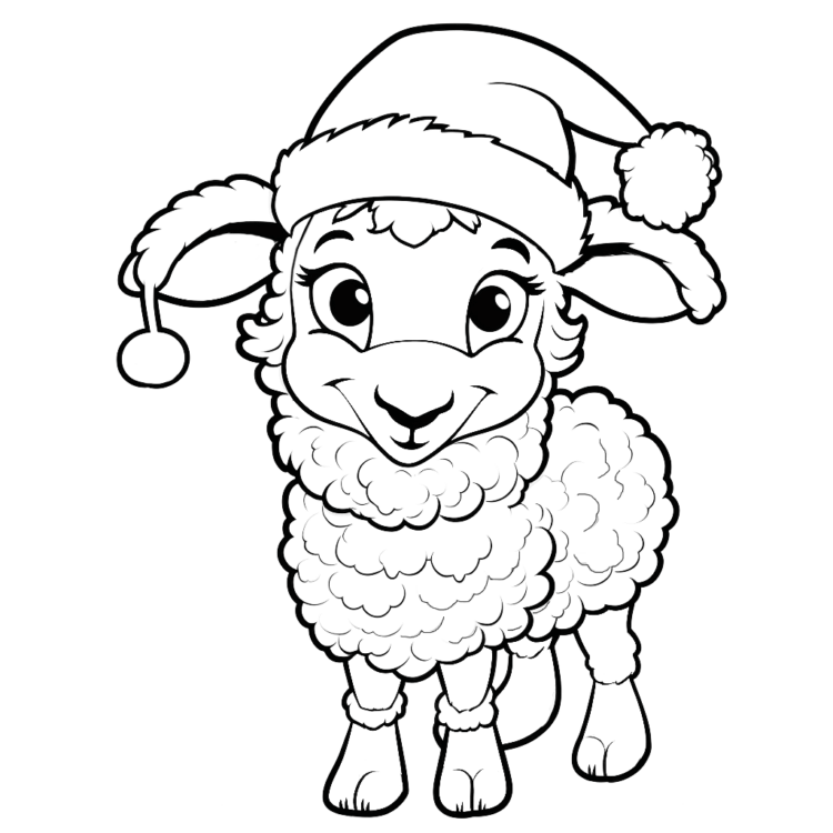 Happy sheep coloring page