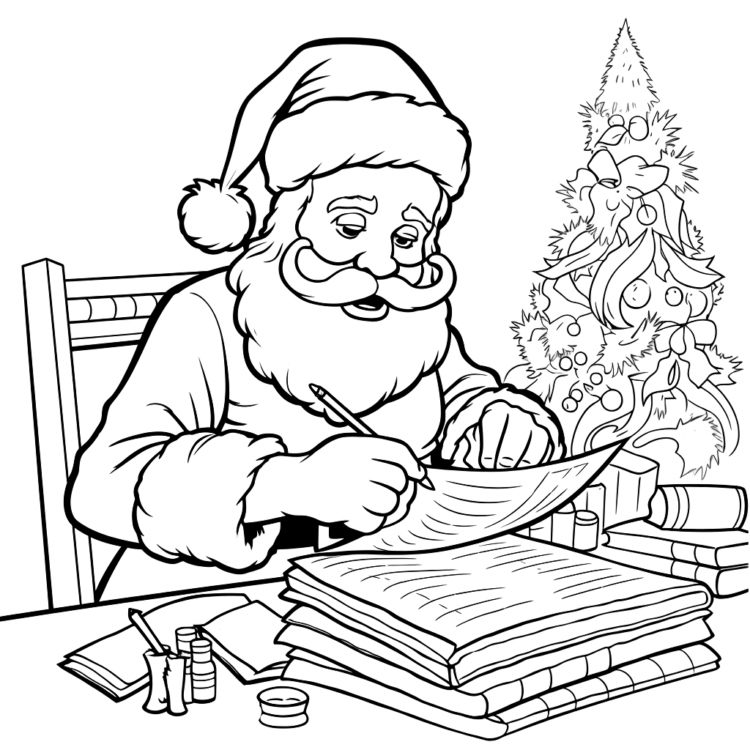 Ausmalbild Großzügiger Weihnachtsmann