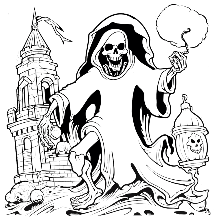 Ausmalbild Halloween-Gespenst