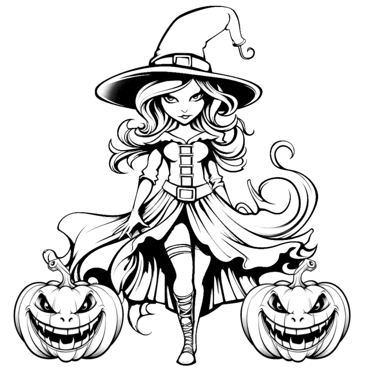 Dibujo para colorear Bruja de Halloween