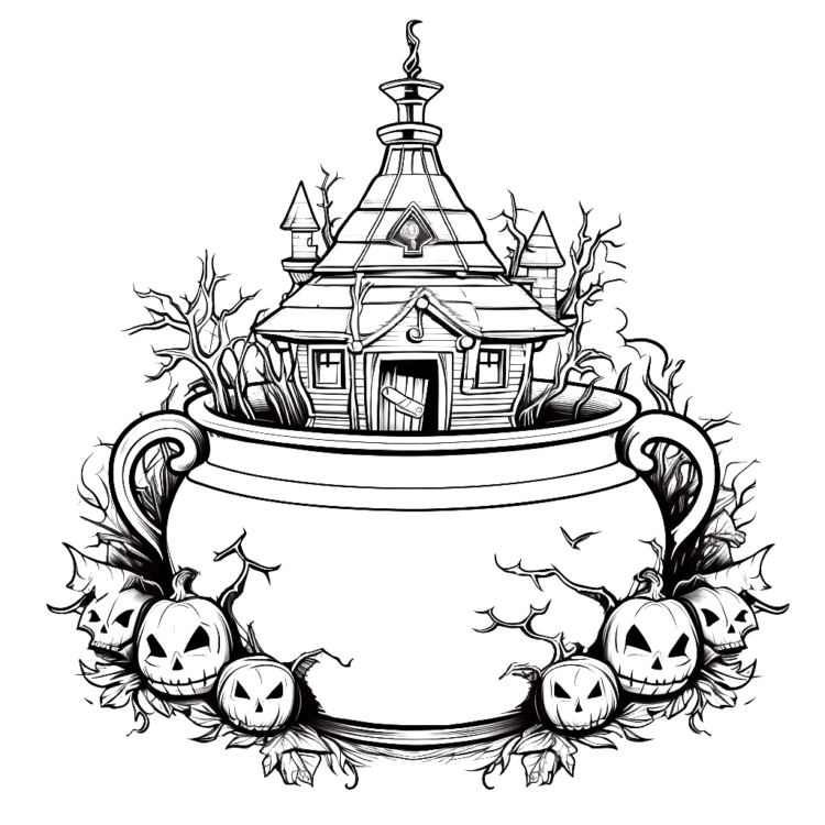 Dibujo para colorear Caldero de bruja de Halloween