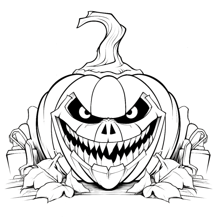 Dibujo para colorear Calabaza de Halloween sonriendo