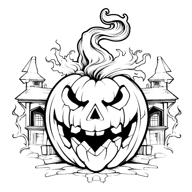 Dibujo para colorear de Halloween y calabazas