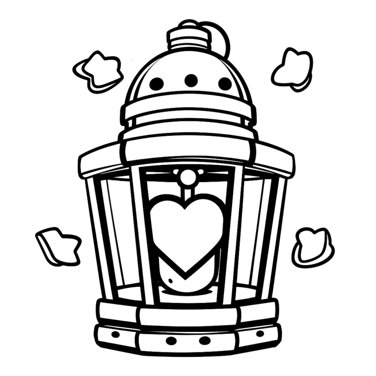Coloring picture heart lantern