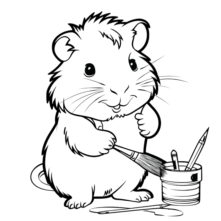 Ausmalbild Künstlerisches Meerschweinchen