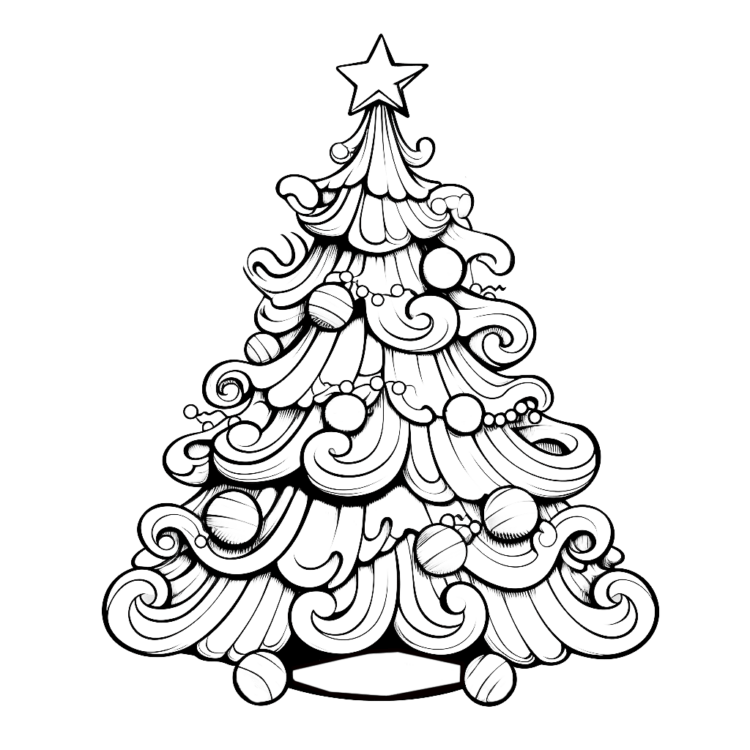 Coloring picture Luminous Christmas tree