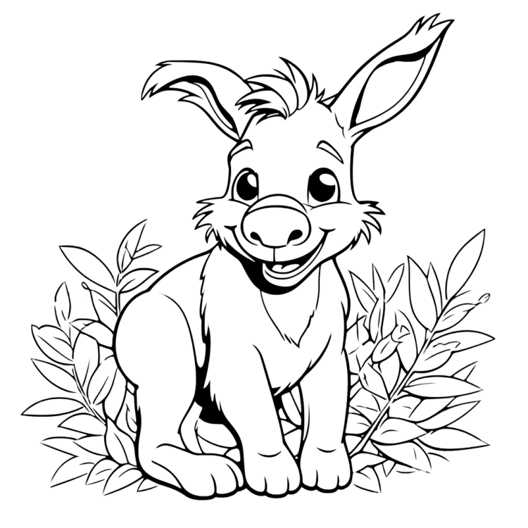 Dibujo para colorear burro gracioso