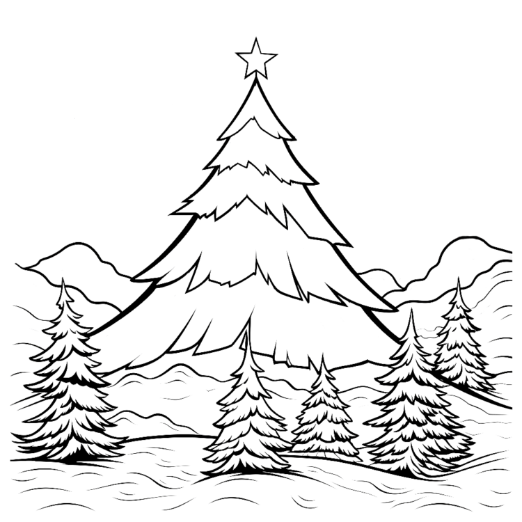 Magic Christmas tree coloring page