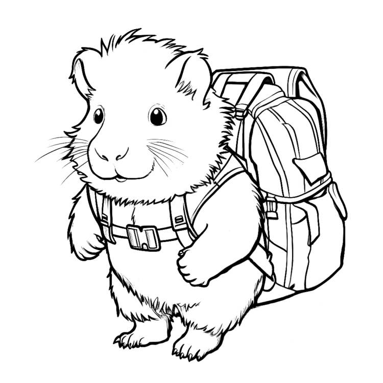 Ausmalbild Meerschweinchen Abenteuer