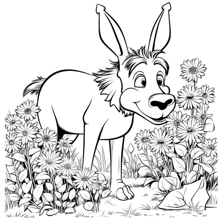 Dibujo para colorear lindo burro