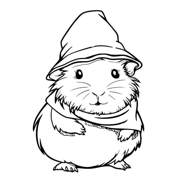 Ausmalbild Niedliches Meerschweinchen
