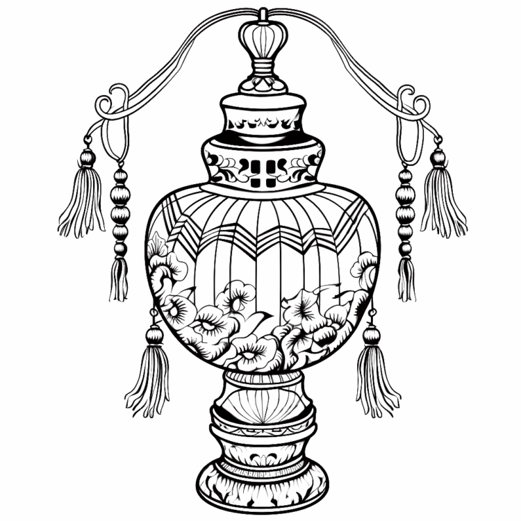 Oriental lantern coloring page
