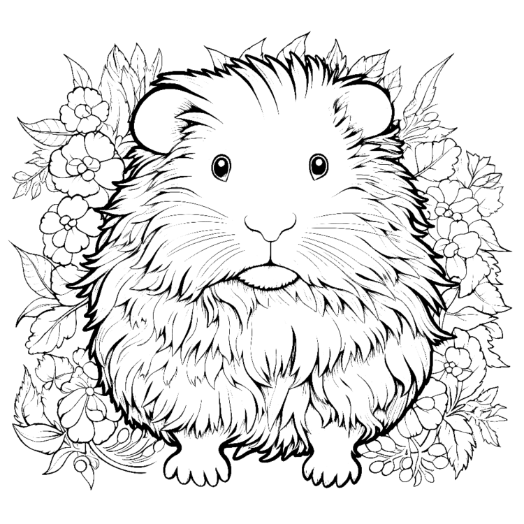 Ausmalbild Pelziges Meerschweinchen