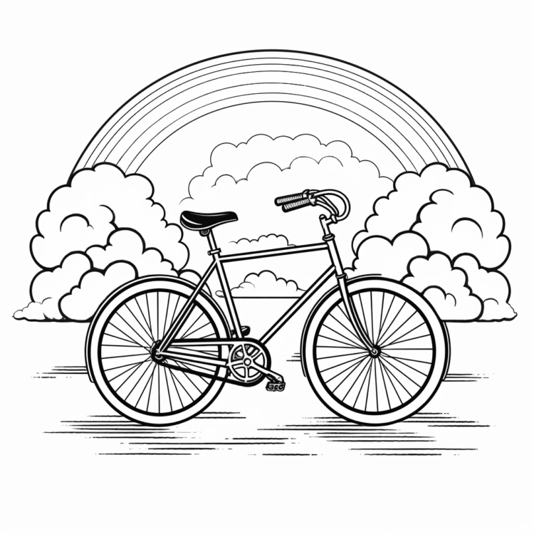 Coloring picture rainbow bicycle
