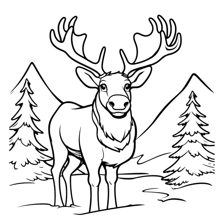 Reno para colorear en Navidad