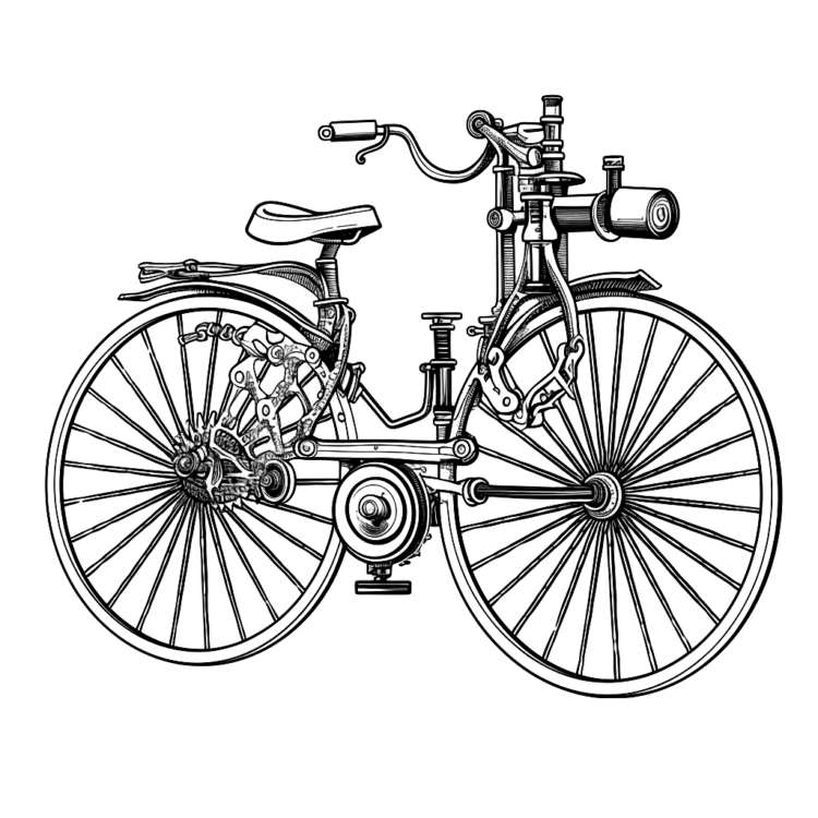Ausmalbild Retro-Fahrrad