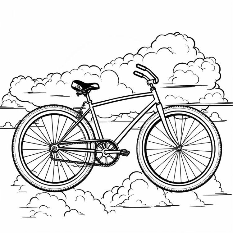 Coloring picture slim bicycle