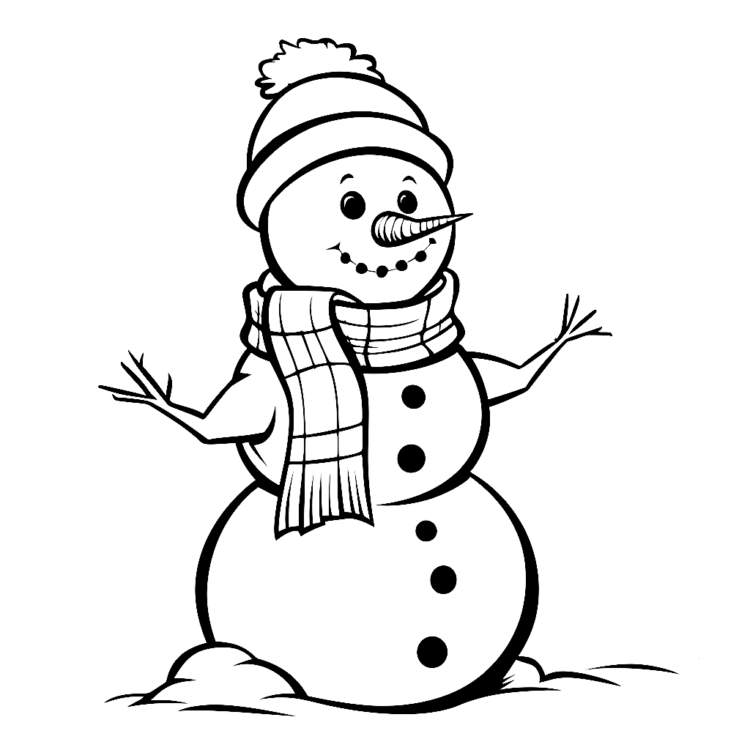 Coloring picture snowman at Christmas