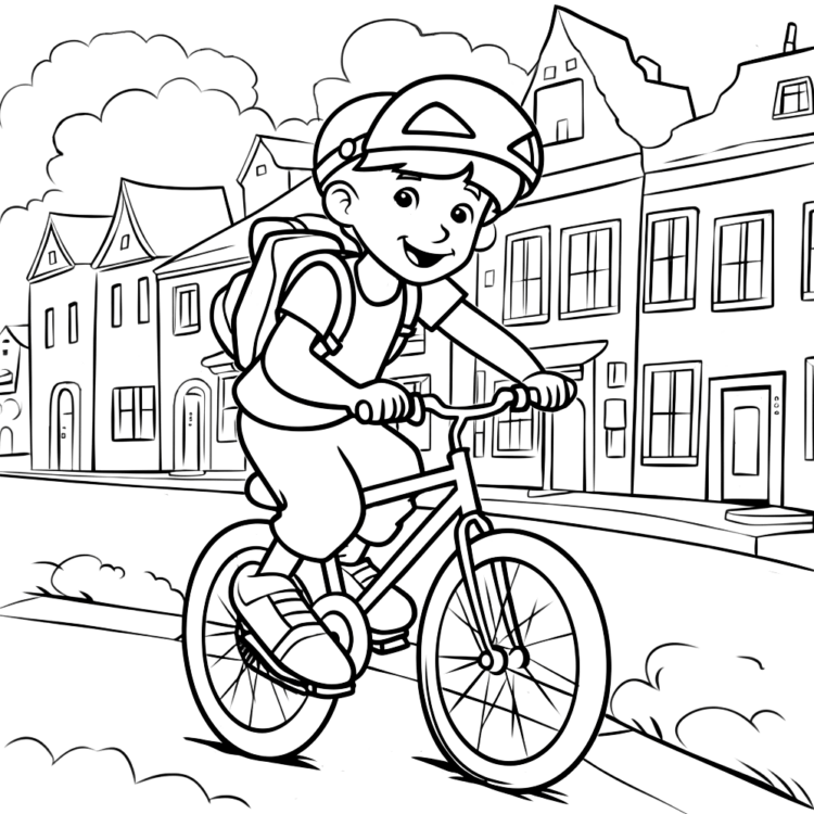 Dibujo para colorear bicicleta escolar
