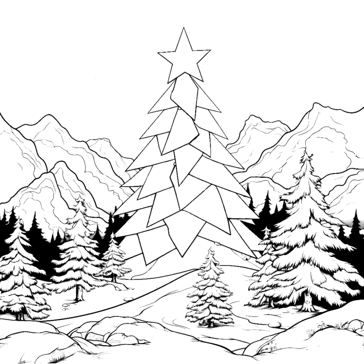 Coloring picture whimsical Christmas tree