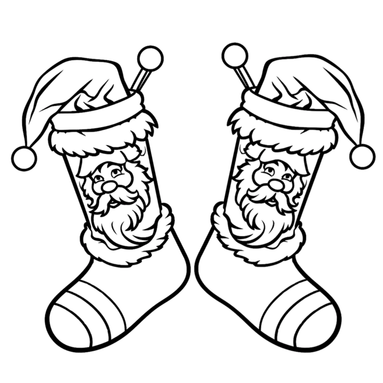 Dibujo para colorear de los calcetines de Papá Noel