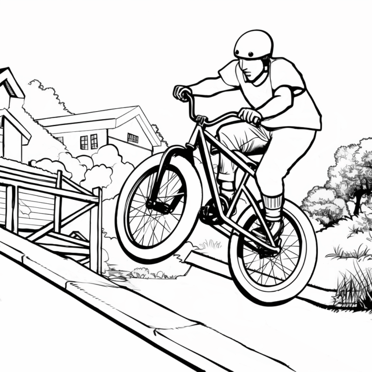 Ausmalbild Stunt-Fahrrad