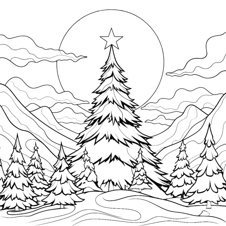 Coloring picture Christmas tree coloring page