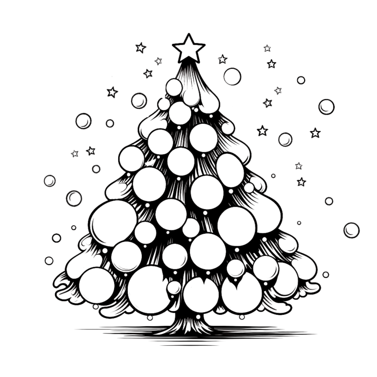 Página para colorear del árbol de Navidad para imprimir