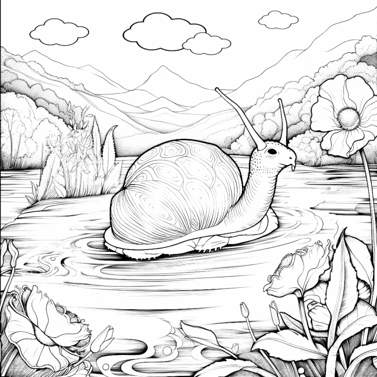 Dibujo para colorear caracol juguetón