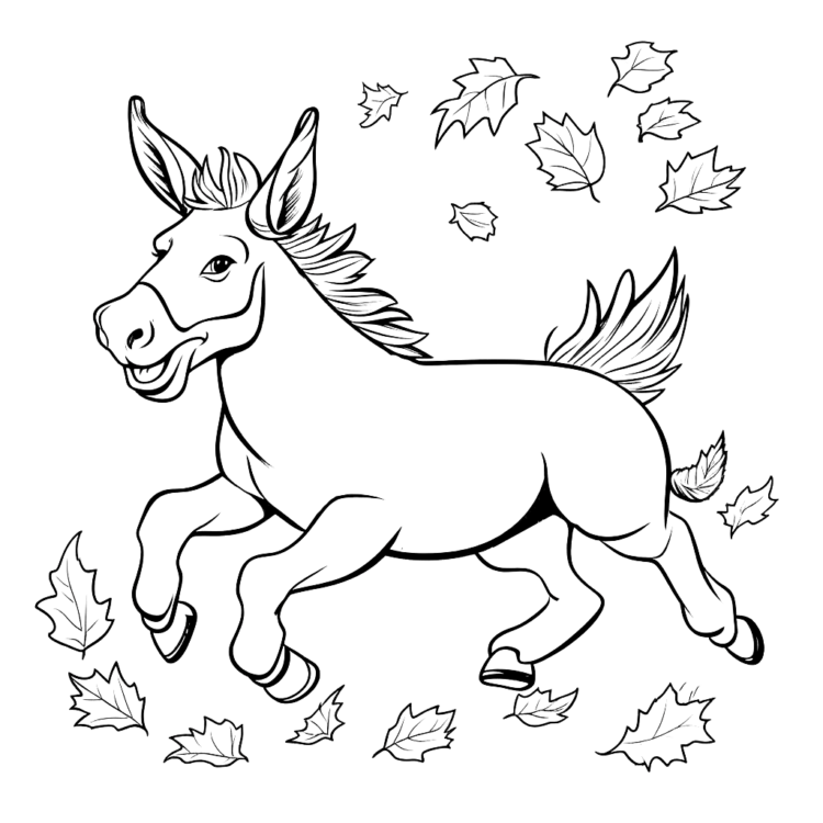 Dibujo para colorear burro juguetón