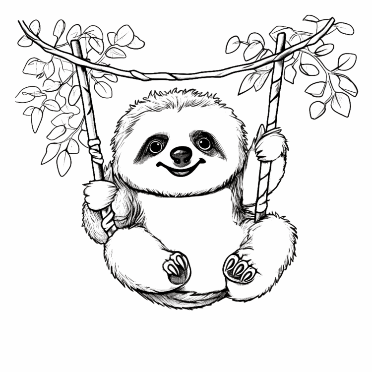 Dibujo para colorear perezoso juguetón