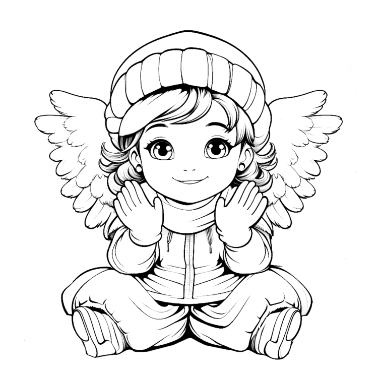Dibujo para colorear Ángel de Navidad