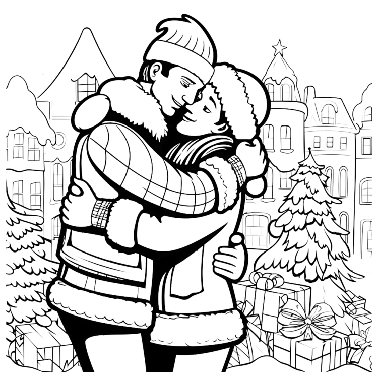 Dibujo para colorear Página para colorear del reno de Navidad